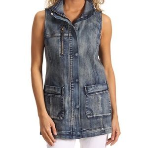 DKNY Jeans XS Acid Wash Long Denim Vest